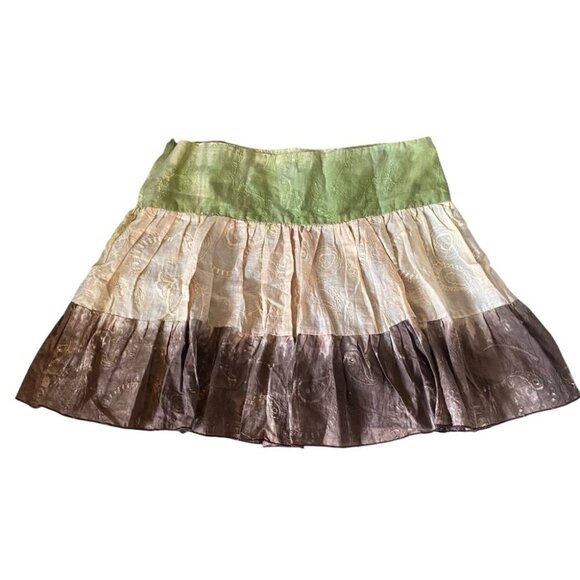 Whimsical Mocca Multicolor Tiered Miniskirt size Small - Picture 2 of 6